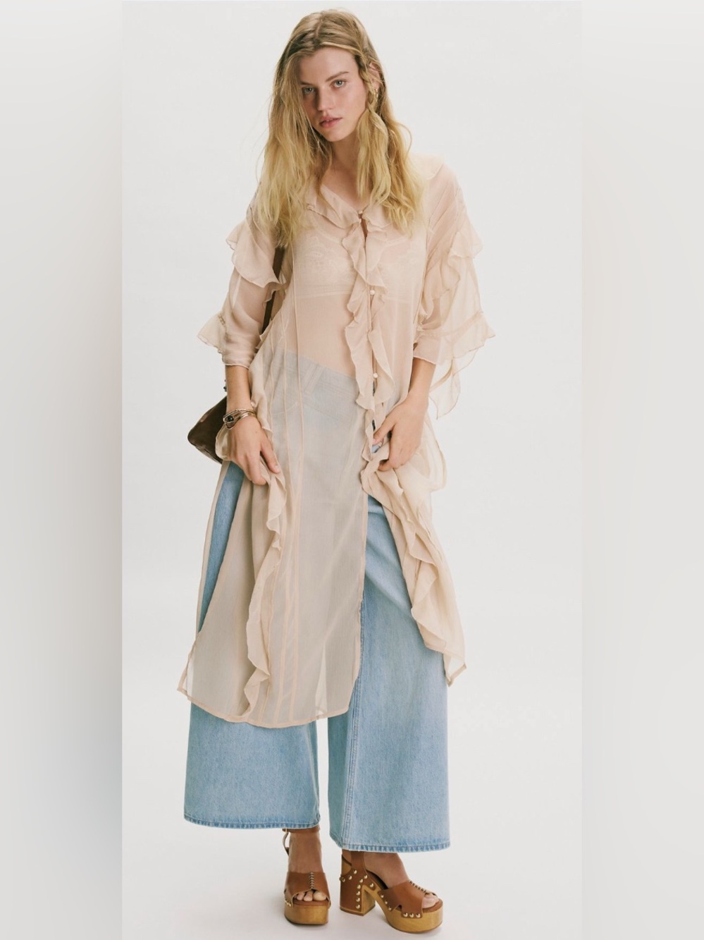 NWT Free People Intimately Winter Valley Kimono O/S Champagne